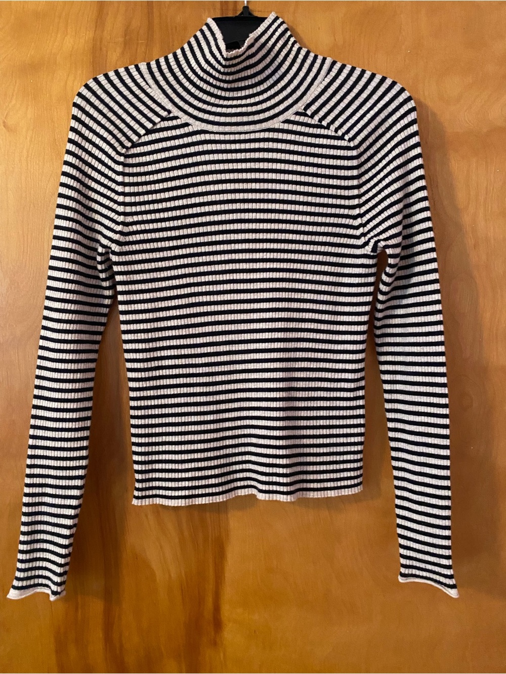 Universal Thread Black and White Striped Ribbed Turtleneck